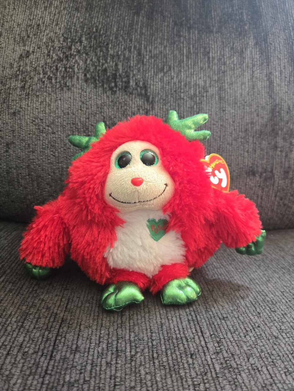TY Monstaz Beanie Christmas Plush - "Tinsel" - Retired 2013 With Tag No Sound